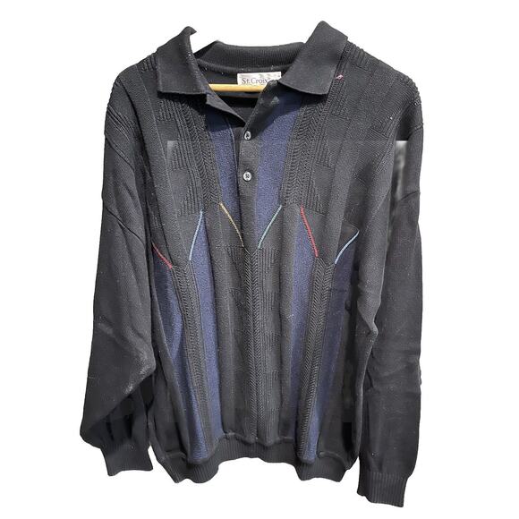 St. Croix Black Collared Men's Sweater Size Large - Picture 1 of 5